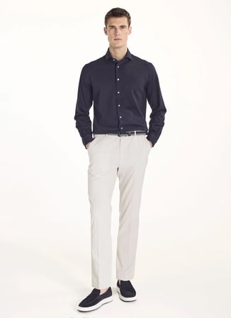 Ted Baker Lacivert Erkek İtalyan Comfort Fit Oxford Gömlek TBMRSH1084
