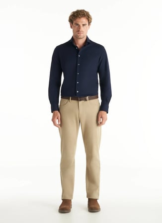 Ted Baker Lacivert Erkek İtalyan Comfort Fit Oxford Gömlek TBMRSH1084