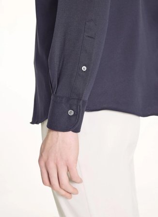 Ted Baker Lacivert Erkek İtalyan Comfort Fit Oxford Gömlek TBMRSH1084