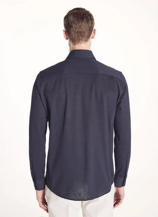 Ted Baker Lacivert Erkek İtalyan Comfort Fit Oxford Gömlek TBMRSH1084