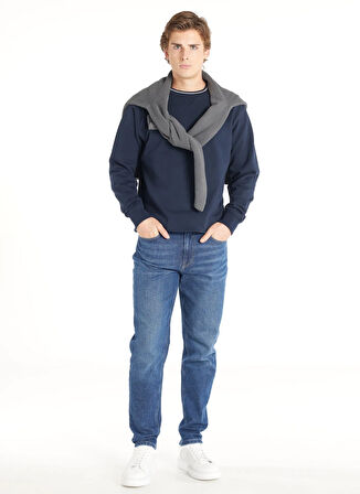 Ted Baker Bisiklet Yaka Kabartma Lacivert Erkek Sweatshırt TBMRTS1031