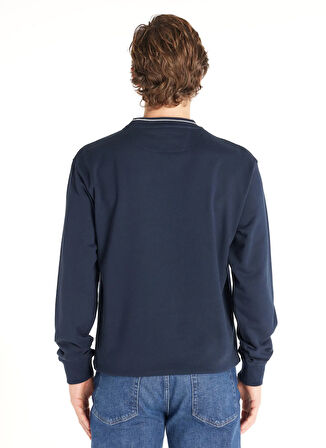 Ted Baker Bisiklet Yaka Kabartma Lacivert Erkek Sweatshırt TBMRTS1031