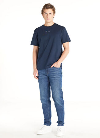 Ted Baker Bisiklet Yaka Baskılı Lacivert Erkek T-Shirt TBMRTS1037