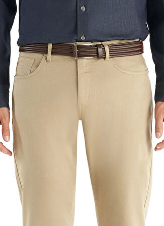 Ted Baker Normal Bel Straight Paça Regular Fit Bej Erkek Pantolon TBMRTR1036