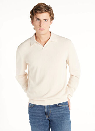 Ted Baker Düz Ekru Erkek Polo T-Shirt TBMRKW1032