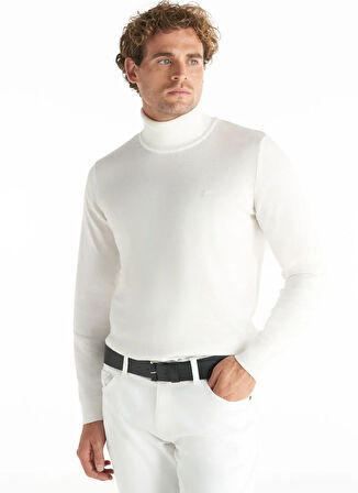 Ted Baker Balıkçı Yaka Standart Düz Ekru Erkek Kazak TBMRKW1090