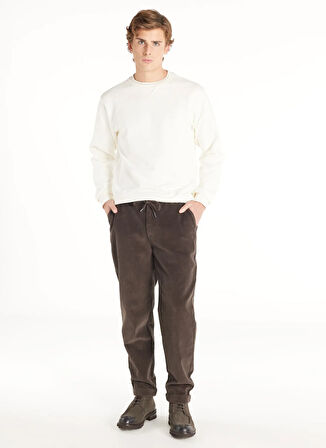 Ted Baker Bisiklet Yaka Kabartma Ekru Erkek Sweatshırt TBMRTS1031