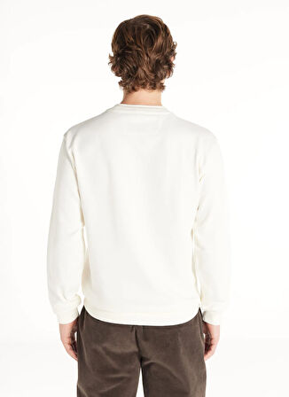 Ted Baker Bisiklet Yaka Kabartma Ekru Erkek Sweatshırt TBMRTS1031