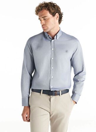 Ted Baker Comfort Fit Düğmeli Yaka Oxford Koyu Mavi Erkek Gömlek TBMRSH1010