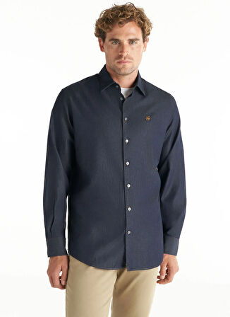 Ted Baker Comfort Fit Klasik Yaka Düz Koyu Mavi Erkek Gömlek TBMRSH1082