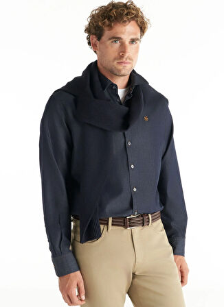 Ted Baker Comfort Fit Klasik Yaka Düz Koyu Mavi Erkek Gömlek TBMRSH1082