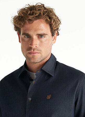 Ted Baker Comfort Fit Klasik Yaka Düz Koyu Mavi Erkek Gömlek TBMRSH1082