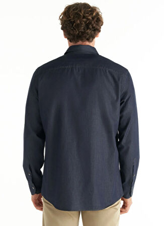 Ted Baker Comfort Fit Klasik Yaka Düz Koyu Mavi Erkek Gömlek TBMRSH1082