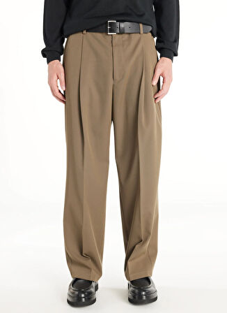 Ted Baker Normal Bel Geniş Paça Bol Kesim Vizon Erkek Pantolon TBMRTR1010
