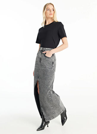 Ted Baker Normal Bel Gri Kadın Taşlı Uzun Etek TBWRDN1015