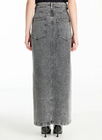 Ted Baker Normal Bel Gri Kadın Taşlı Uzun Etek TBWRDN1015