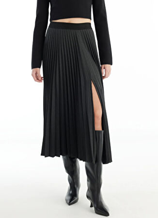Ted Baker Standart Bel Antrasit Kadın Düz Midi Etek TBWRSK1015