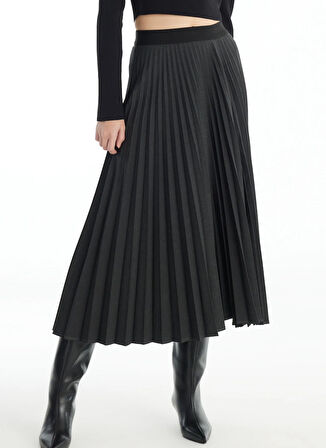 Ted Baker Standart Bel Antrasit Kadın Düz Midi Etek TBWRSK1015