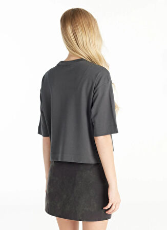 Ted Baker Bisiklet Yaka Baskılı Antrasit Kadın T-Shirt TBWRTS1017