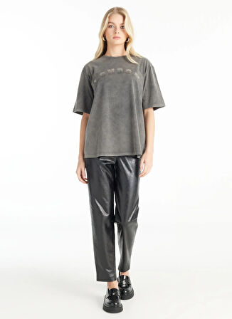 Ted Baker Bisiklet Yaka Taşlı Antrasit Kadın T-Shirt TBWRTS1055