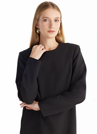 Ted Baker Bisiklet Yaka Düz Siyah Mini Kadın Elbise TBWRDR1000