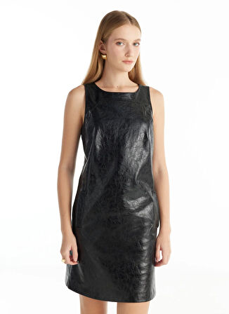 Ted Baker Bisiklet Yaka Düz Siyah Mini Kadın Elbise TBWRDR1005