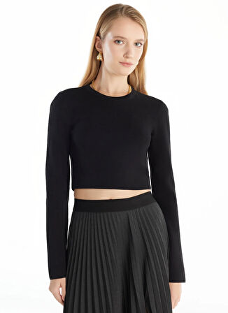 Ted Baker Bisiklet Yaka Standart Düz Siyah Kazak Kadın TBWRKW1045