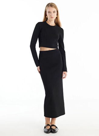 Ted Baker Standart Bel Siyah Kadın Düz Midi Etek TBWRKW1046
