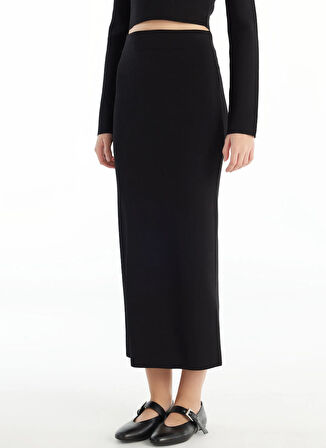 Ted Baker Standart Bel Siyah Kadın Düz Midi Etek TBWRKW1046