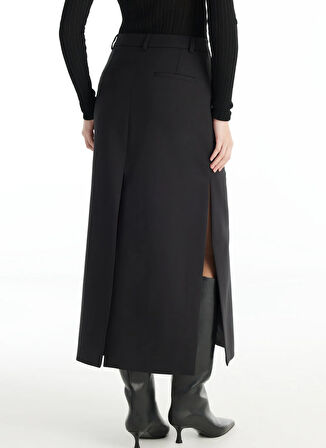 Ted Baker Standart Bel Siyah Kadın Düz Midi Etek TBWRSK1000