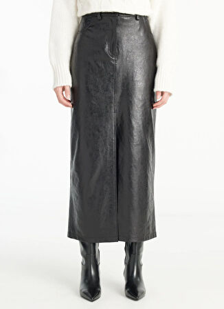 Ted Baker Normal Bel Siyah Kadın Düz Midi Etek TBWRSK1020