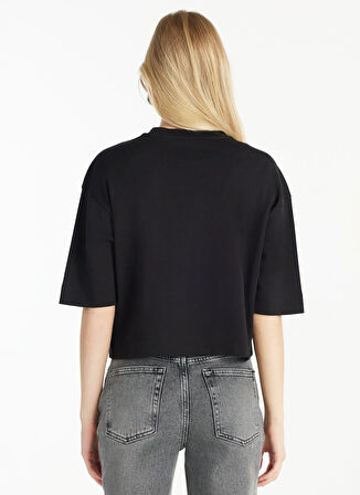 Ted Baker Bisiklet Yaka Baskılı Siyah Kadın T-Shirt TBWRTS1017