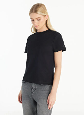 Ted Baker Bisiklet Yaka Düz Siyah Kadın T-Shirt TBWRTS1084