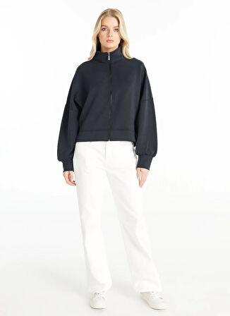 Ted Baker Dik Yaka Düz Siyah Kadın Sweatshırt TBWRTS1073