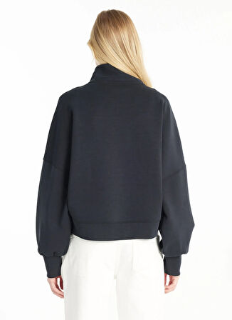 Ted Baker Dik Yaka Düz Siyah Kadın Sweatshırt TBWRTS1073