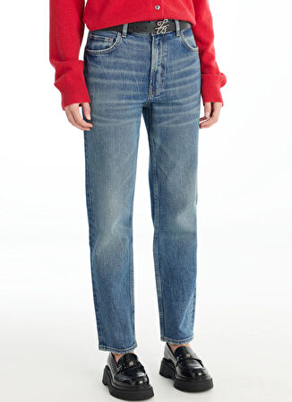 Ted Baker Normal Bel Slim Fit Mavi Kadın Pantolon TBWRDN1031