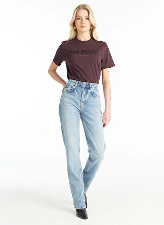 Ted Baker Normal Bel Regular Straight Mavi Kadın Pantolon TBWRDN1033-1