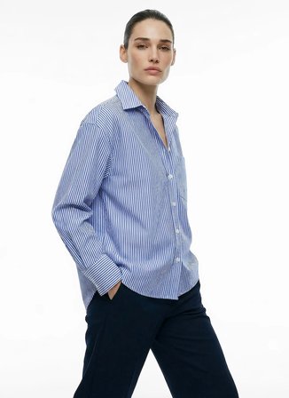Ted Baker Mavi Kadın Çizgili Gömlek TBWRSH1019-1