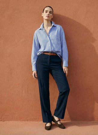 Ted Baker Mavi Kadın Çizgili Gömlek TBWRSH1019-1