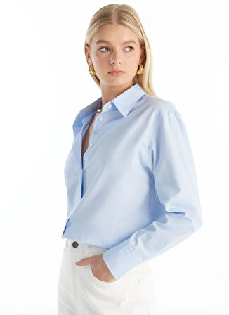 Ted Baker Regular Fit Klasik Gömlek Yaka Oxford Mavi Kadın Gömlek TBWRSH1030