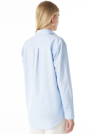 Ted Baker Regular Fit Klasik Gömlek Yaka Oxford Mavi Kadın Gömlek TBWRSH1030