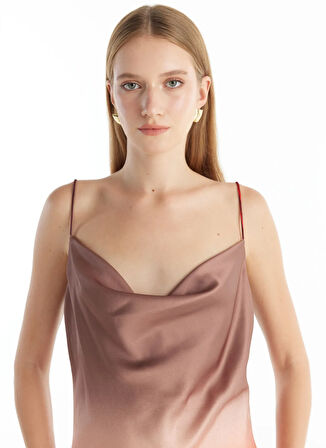 Ted Baker Degaje Yaka Desenli Kırmızı Uzun Kadın Elbise TBWRDR1016