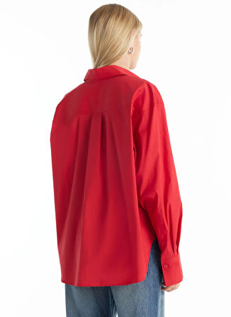 Ted Baker Regular Fit Klasik Gömlek Yaka Düz Kırmızı Kadın Gömlek TBWRSH1019