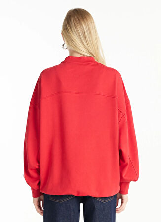 Ted Baker Bisiklet Yaka Baskılı Kırmızı Kadın Sweatshırt TBWRTS1035