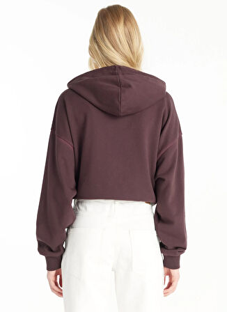 Ted Baker Kapüşon Yaka Düz Bordo Kadın Sweatshırt TBWRTS1034