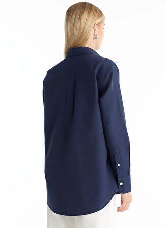 Ted Baker Regular Fit Klasik Gömlek Yaka Oxford Lacivert Kadın Gömlek TBWRSH1030