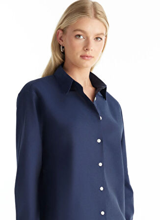 Ted Baker Regular Fit Klasik Gömlek Yaka Oxford Lacivert Kadın Gömlek TBWRSH1030