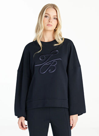 Ted Baker Bisiklet Yaka Nakışlı Lacivert Kadın Sweatshırt TBWRTS1023
