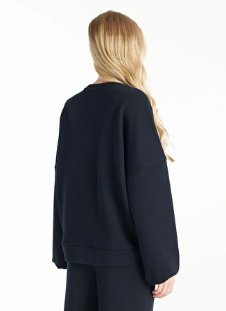 Ted Baker Bisiklet Yaka Nakışlı Lacivert Kadın Sweatshırt TBWRTS1023