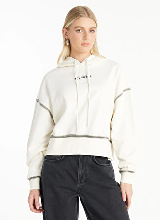 Ted Baker Kapüşon Yaka Düz Ekru Kadın Sweatshırt TBWRTS1034